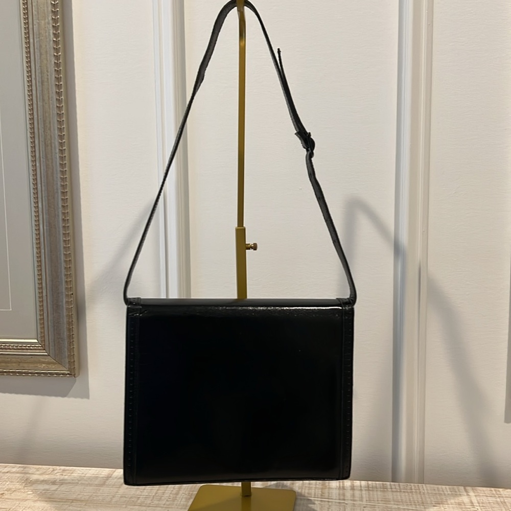 YSL Yves Saint Laurent Black Leather Envelope Shoulder Bag Clutch EUC 🖤 - Picture 4 of 14